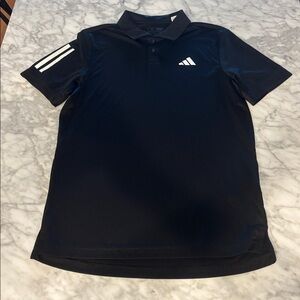 Adidas black Polo with White Stripes, size small